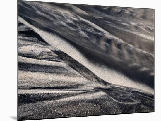 USA, California, Encinitas, Black-And-White Abstract of Water Flowing on Beach-Ann Collins-Mounted Photographic Print