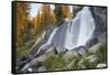 USA, California, Inyo National Forest.   of waterfall near Ediza Lake.-Don Paulson-Framed Stretched Canvas