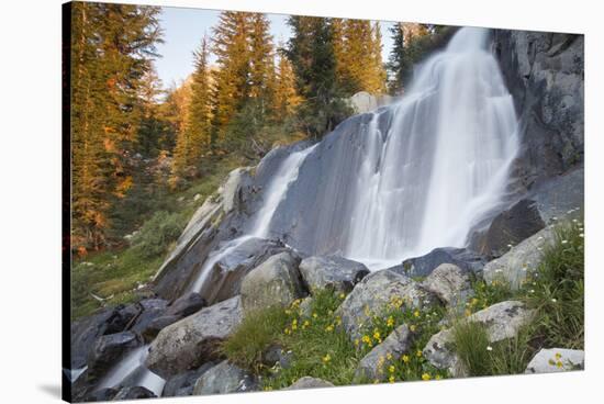 USA, California, Inyo National Forest.   of waterfall near Ediza Lake.-Don Paulson-Stretched Canvas