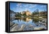 USA, California, Inyo National Forest. Rocky shore of Garnet Lake.-Don Paulson-Framed Stretched Canvas