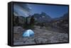 USA, California, Inyo National Forest. Tent at night by Garnet Lake.-Don Paulson-Framed Stretched Canvas