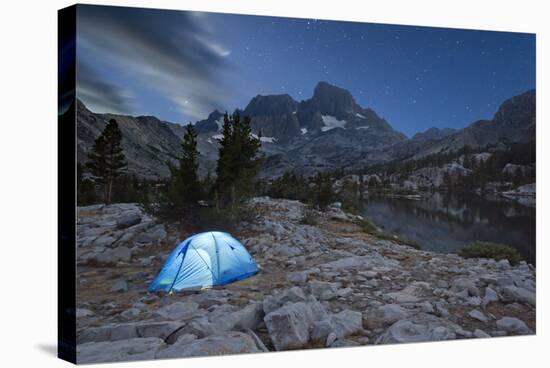 USA, California, Inyo National Forest. Tent at night by Garnet Lake.-Don Paulson-Stretched Canvas