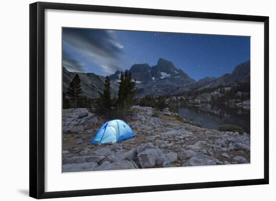 USA, California, Inyo National Forest. Tent at night by Garnet Lake.-Don Paulson-Framed Photographic Print