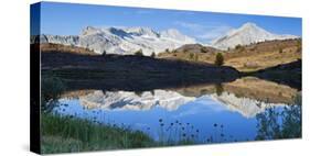 USA, California, Inyo NF. Mountains reflecting in Humming Bird Lake.-Don Paulson-Stretched Canvas