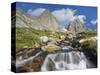 USA, California, Inyo NF. Waterfalls below Mt Ritter and Banner Peak.-Don Paulson-Stretched Canvas