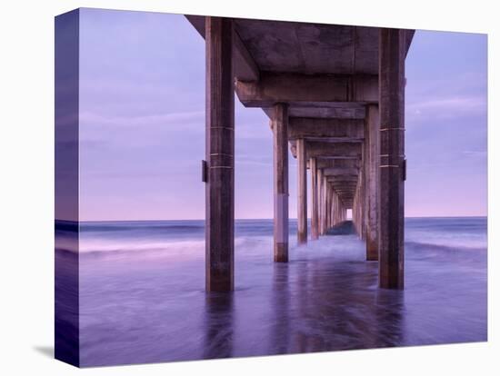 USA, California, La Jolla, Dawn under Scripps Pier at La Jolla Shores-Ann Collins-Stretched Canvas