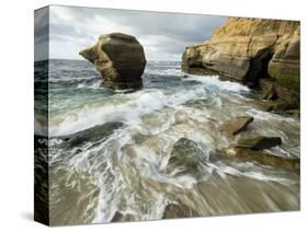 USA, California, La Jolla. Rock formation on Children's Pool Beach.-Jaynes Gallery-Stretched Canvas