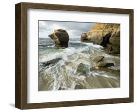 USA, California, La Jolla. Rock formation on Children's Pool Beach.-Jaynes Gallery-Framed Photographic Print