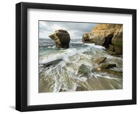 USA, California, La Jolla. Rock formation on Children's Pool Beach.-Jaynes Gallery-Framed Photographic Print