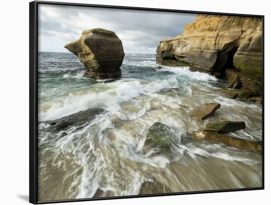 USA, California, La Jolla. Rock formation on Children's Pool Beach.-Jaynes Gallery-Framed Photographic Print