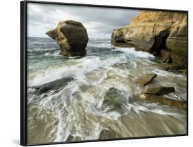 USA, California, La Jolla. Rock formation on Children's Pool Beach.-Jaynes Gallery-Framed Photographic Print