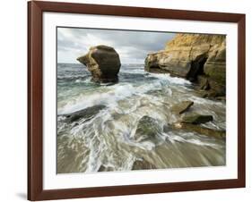 USA, California, La Jolla. Rock formation on Children's Pool Beach.-Jaynes Gallery-Framed Photographic Print