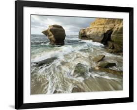 USA, California, La Jolla. Rock formation on Children's Pool Beach.-Jaynes Gallery-Framed Photographic Print