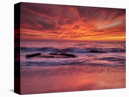 USA, California, La Jolla. Sunset at North End of Windansea Beach-Ann Collins-Stretched Canvas
