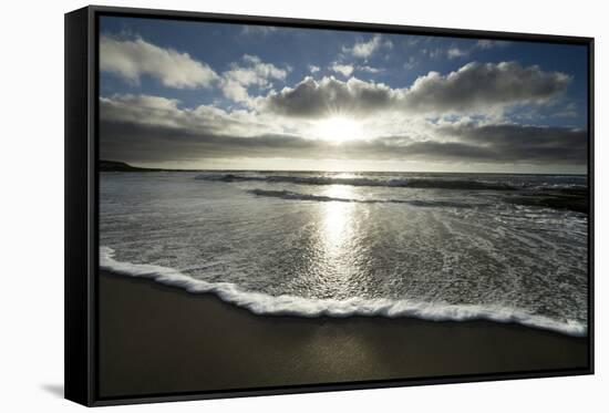 USA, California, La Jolla. Sunset over beach.-Jaynes Gallery-Framed Stretched Canvas