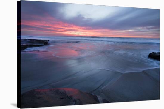 USA, California, La Jolla. Sunset over beach.-Jaynes Gallery-Stretched Canvas