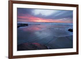 USA, California, La Jolla. Sunset over beach.-Jaynes Gallery-Framed Premium Photographic Print