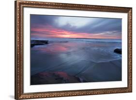 USA, California, La Jolla. Sunset over beach.-Jaynes Gallery-Framed Premium Photographic Print