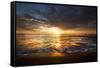 USA, California, La Jolla. Sunset over beach.-Jaynes Gallery-Framed Stretched Canvas