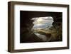 USA, California, La Jolla. Sunset though a sea cave.-Jaynes Gallery-Framed Photographic Print