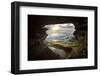 USA, California, La Jolla. Sunset though a sea cave.-Jaynes Gallery-Framed Photographic Print