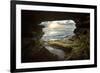 USA, California, La Jolla. Sunset though a sea cave.-Jaynes Gallery-Framed Premium Photographic Print