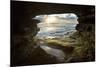 USA, California, La Jolla. Sunset though a sea cave.-Jaynes Gallery-Mounted Premium Photographic Print