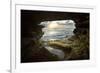 USA, California, La Jolla. Sunset though a sea cave.-Jaynes Gallery-Framed Photographic Print