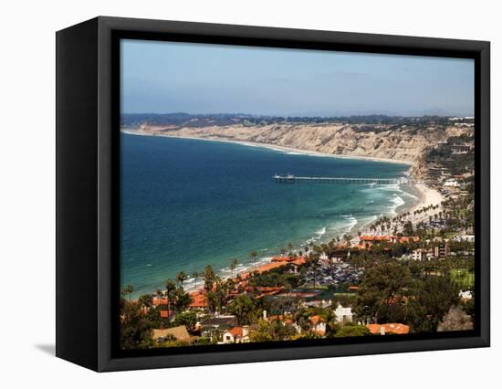 USA, California, La Jolla. View of La Jolla Shores and Scripps Pier-Ann Collins-Framed Stretched Canvas