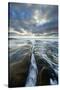 USA, California, La Jolla. Wave flows through cracked sandstone.-Jaynes Gallery-Stretched Canvas