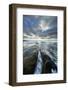 USA, California, La Jolla. Wave flows through cracked sandstone.-Jaynes Gallery-Framed Photographic Print