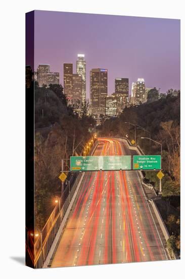 USA, California, Los Angeles 110 Freeway and Downtown-Rob Tilley-Stretched Canvas