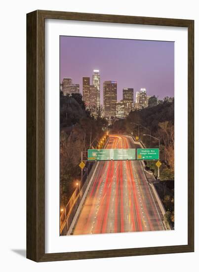 USA, California, Los Angeles 110 Freeway and Downtown-Rob Tilley-Framed Photographic Print