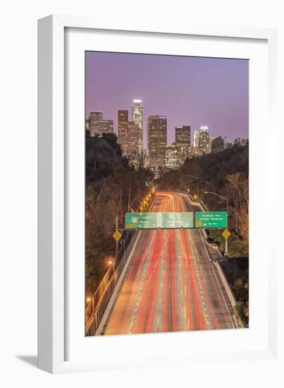 USA, California, Los Angeles 110 Freeway and Downtown-Rob Tilley-Framed Photographic Print