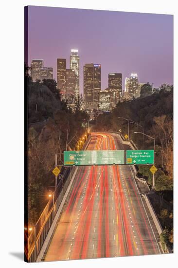 USA, California, Los Angeles 110 Freeway and Downtown-Rob Tilley-Stretched Canvas