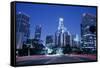 Usa, California, Los Angeles, Downtown at Night (Long Exposure)-Hisham Ibrahim-Framed Stretched Canvas