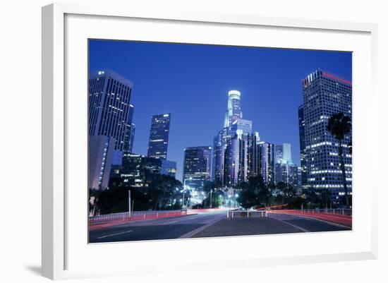 Usa, California, Los Angeles, Downtown at Night (Long Exposure)-Hisham Ibrahim-Framed Photographic Print