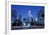 Usa, California, Los Angeles, Downtown at Night (Long Exposure)-Hisham Ibrahim-Framed Photographic Print