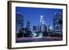 Usa, California, Los Angeles, Downtown at Night (Long Exposure)-Hisham Ibrahim-Framed Photographic Print