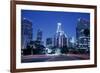 Usa, California, Los Angeles, Downtown at Night (Long Exposure)-Hisham Ibrahim-Framed Photographic Print