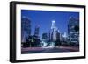 Usa, California, Los Angeles, Downtown at Night (Long Exposure)-Hisham Ibrahim-Framed Photographic Print