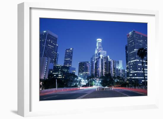 Usa, California, Los Angeles, Downtown at Night (Long Exposure)-Hisham Ibrahim-Framed Photographic Print