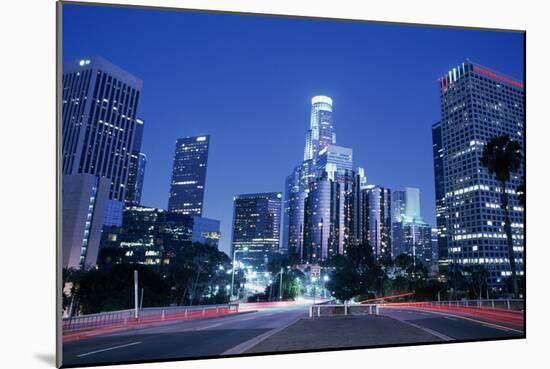 Usa, California, Los Angeles, Downtown at Night (Long Exposure)-Hisham Ibrahim-Mounted Photographic Print