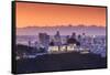 USA, California, Los Angeles, elevated view of the Griffith Park Observatory and Downtown Los Angel-Walter Bibikw-Framed Stretched Canvas
