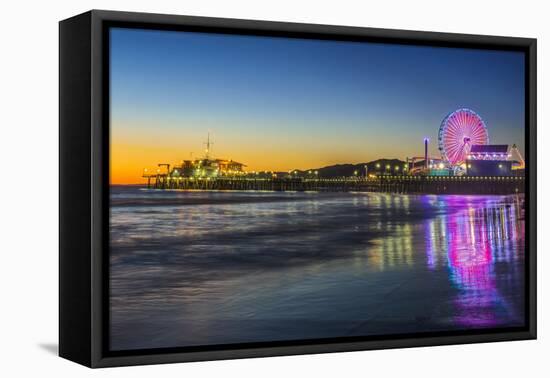 USA, California, Los Angeles, Santa Monica Pier Twilight-Rob Tilley-Framed Stretched Canvas