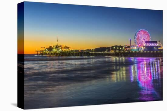 USA, California, Los Angeles, Santa Monica Pier Twilight-Rob Tilley-Stretched Canvas