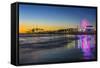 USA, California, Los Angeles, Santa Monica Pier Twilight-Rob Tilley-Framed Stretched Canvas