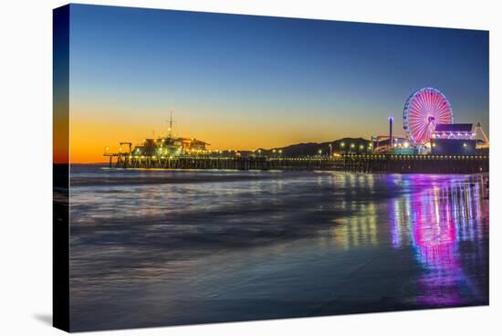 USA, California, Los Angeles, Santa Monica Pier Twilight-Rob Tilley-Stretched Canvas