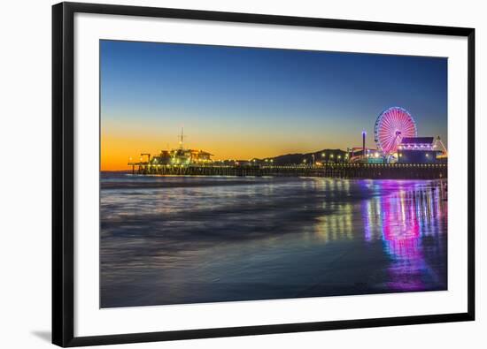 USA, California, Los Angeles, Santa Monica Pier Twilight-Rob Tilley-Framed Photographic Print