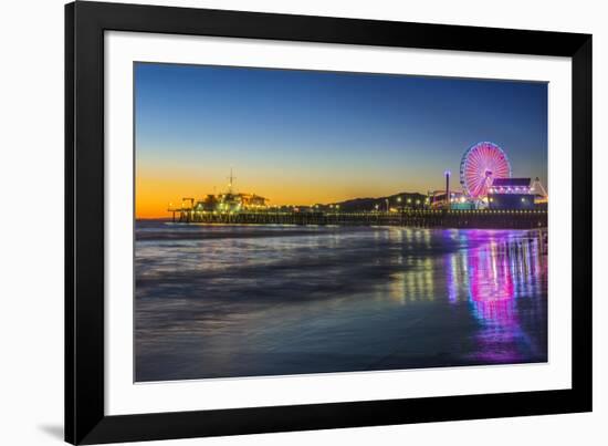 USA, California, Los Angeles, Santa Monica Pier Twilight-Rob Tilley-Framed Photographic Print